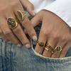 Uworld Fashion Brown Stone Ring Oval Alpaca Rings For Women Adjustable Stacked Rings Ladies' Zircon Gifts For Her