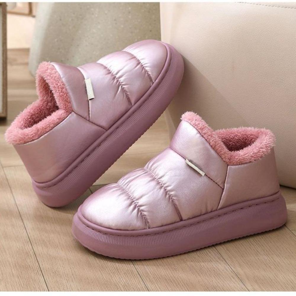 Ankunft wasserdichte Damen PU Leder Schneestiefel warmes kurzes Plüsch Stiefelette weibliche Winterschuhe Frau große Übergröße 41 45