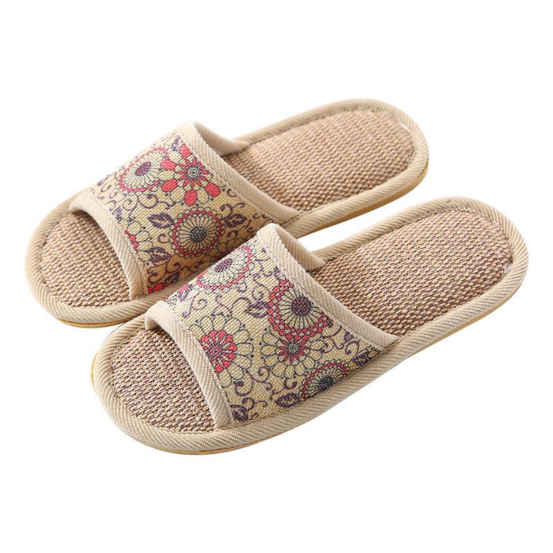 Women's & Men's Four Seasons Linen Slippers, Non-Slip Indoor Soft Soles, Cute & Cool for Spring and Autumn