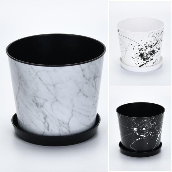 Small 6 Inch Planter for Indoor Plants Plastic Flower Pot with Drainage Hole And Saucer for Orchids Violets Herbs