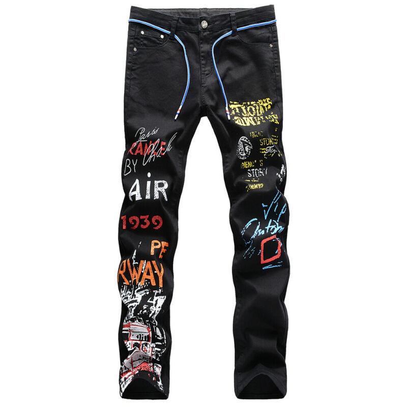 Talla grande Hombre Estiramiento Patrón creativo Estampado Pantalones  rectos Cómodos Pantalones Vaqueros Casual Pantalón Largo Negro comprar a  buen precio — entrega gratuita, reseñas reales con fotos — Joom