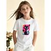 European Sizes Girls' Casual Trendy Short Sleeve Round Neck T-Shirt, Fashionable Individual Trendy Print T-Shirt Versatile, Comfortable Fabric