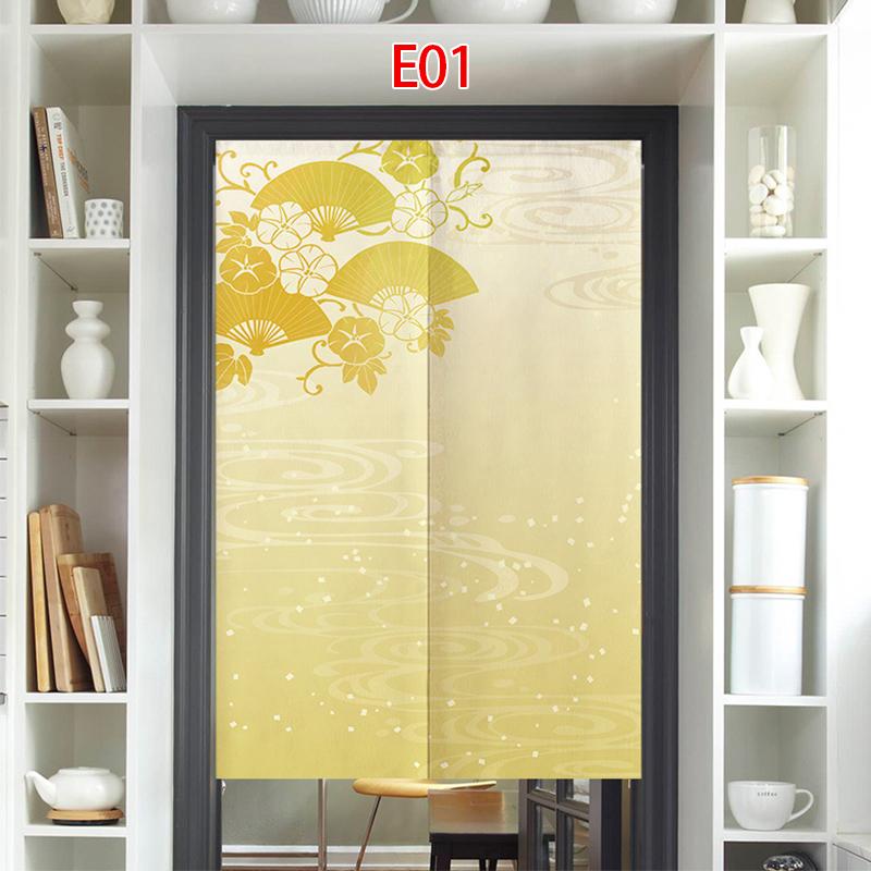 Cortina de Porta Estilo Japonês Algodão Linho Flor de Cerejeira Cortina Entrada da Cozinha Restaurante Decoração Noren Divisória Meia-cortina