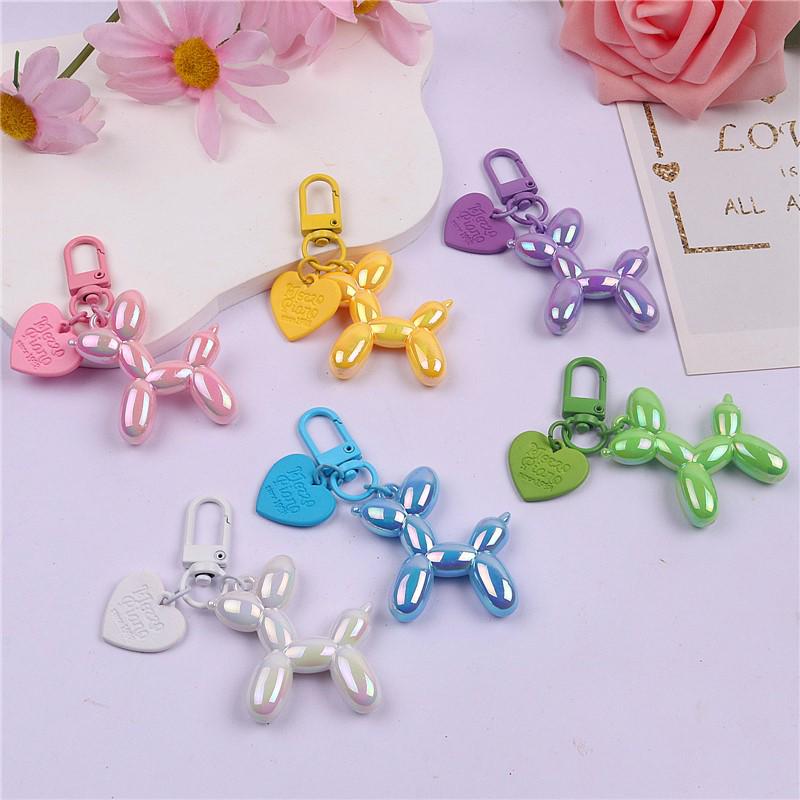 Balloon Dog Keychain Alloy Heart DIY Phone Case & AirPods Protective Earphone Case Pendant.