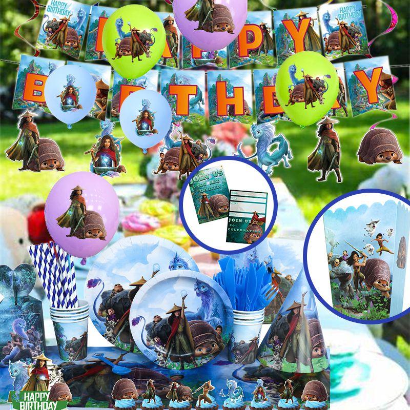 Raya The And Last Dragon Party Supplies Tableware Plates Cups Banner Tablecloth