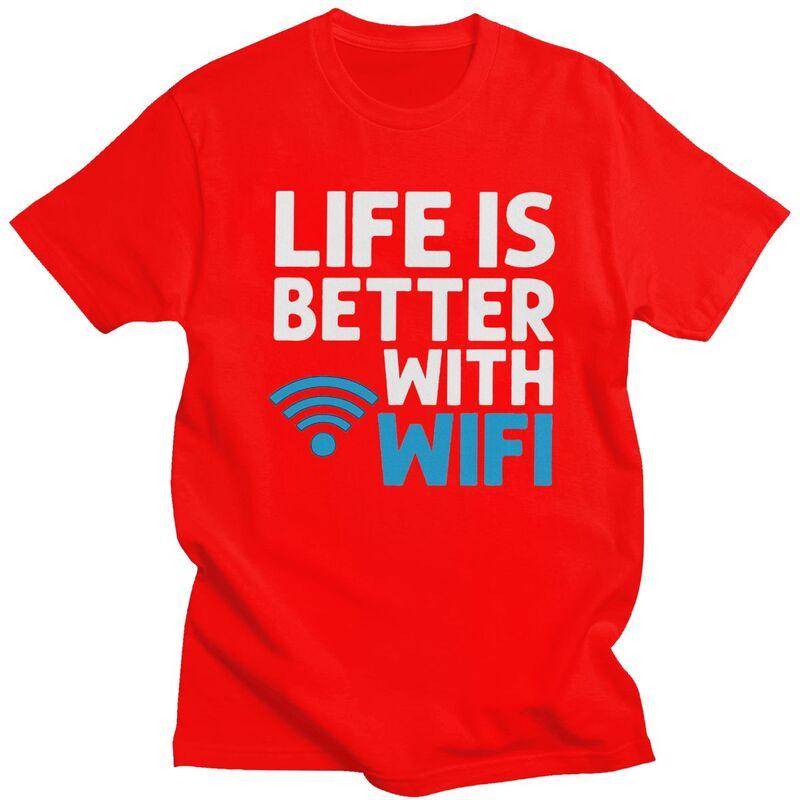 Custom Wifi Router Internet Password Quotes Computer Geek Gift T Shirt for Men Pure Cotton Tshirt Tees Slim Fit Clothing Gift