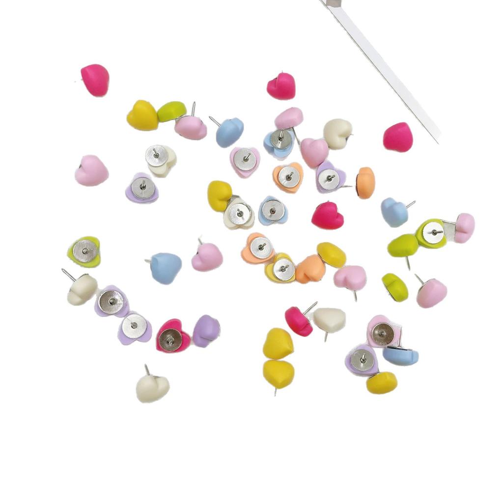 30pcs Resin Heart Push Pins Aesthetic Pastel Macaron Thumbtacks for Cork Board Photo Display Office & Home Decor