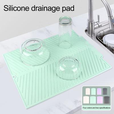 Silicone Kitchen Countertop Drainage Mat Heat Resistant Non-slip Large Surface Multipurpose Thickened Water Filter Pad