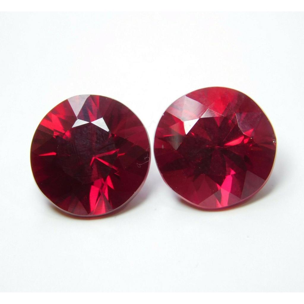 Round Diamond Cut Gemstone Pair 10 Ct Natural Red Ruby CERTIFIED Loose Gemstone MQ-8474 00J