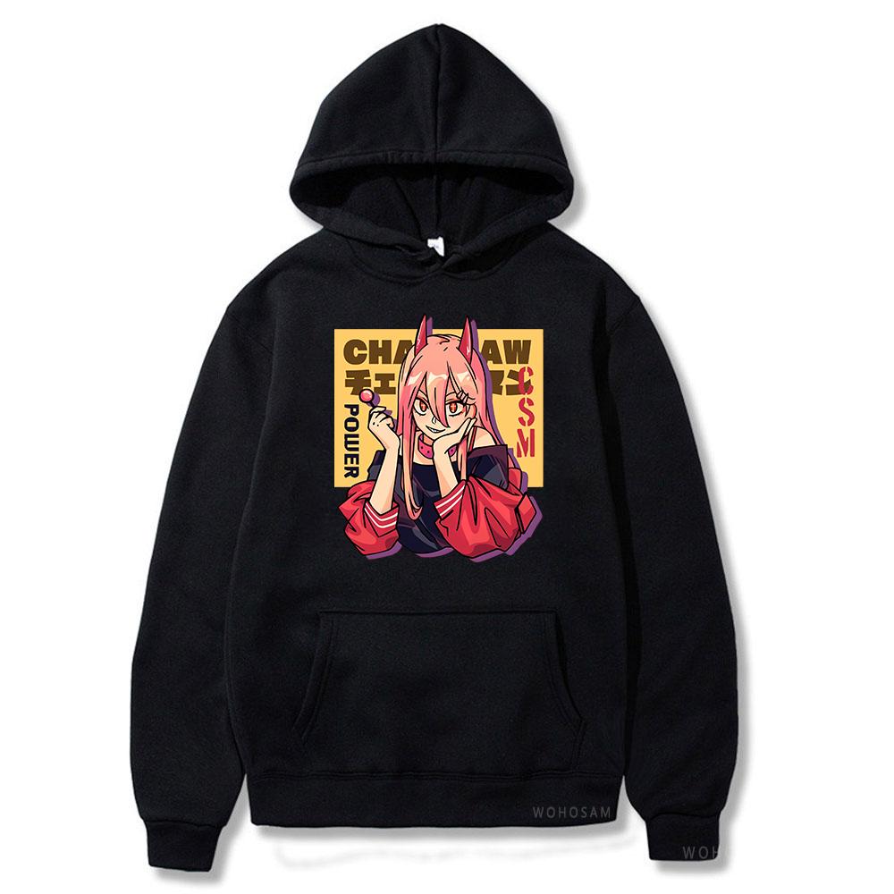 2026 Anime Power Chainsaw Man Makima Warm Hoodie Kawaii Girl Graphic Harajuku Cartoon Otaku Sweatshirt Autumn Winter Sweatshirt