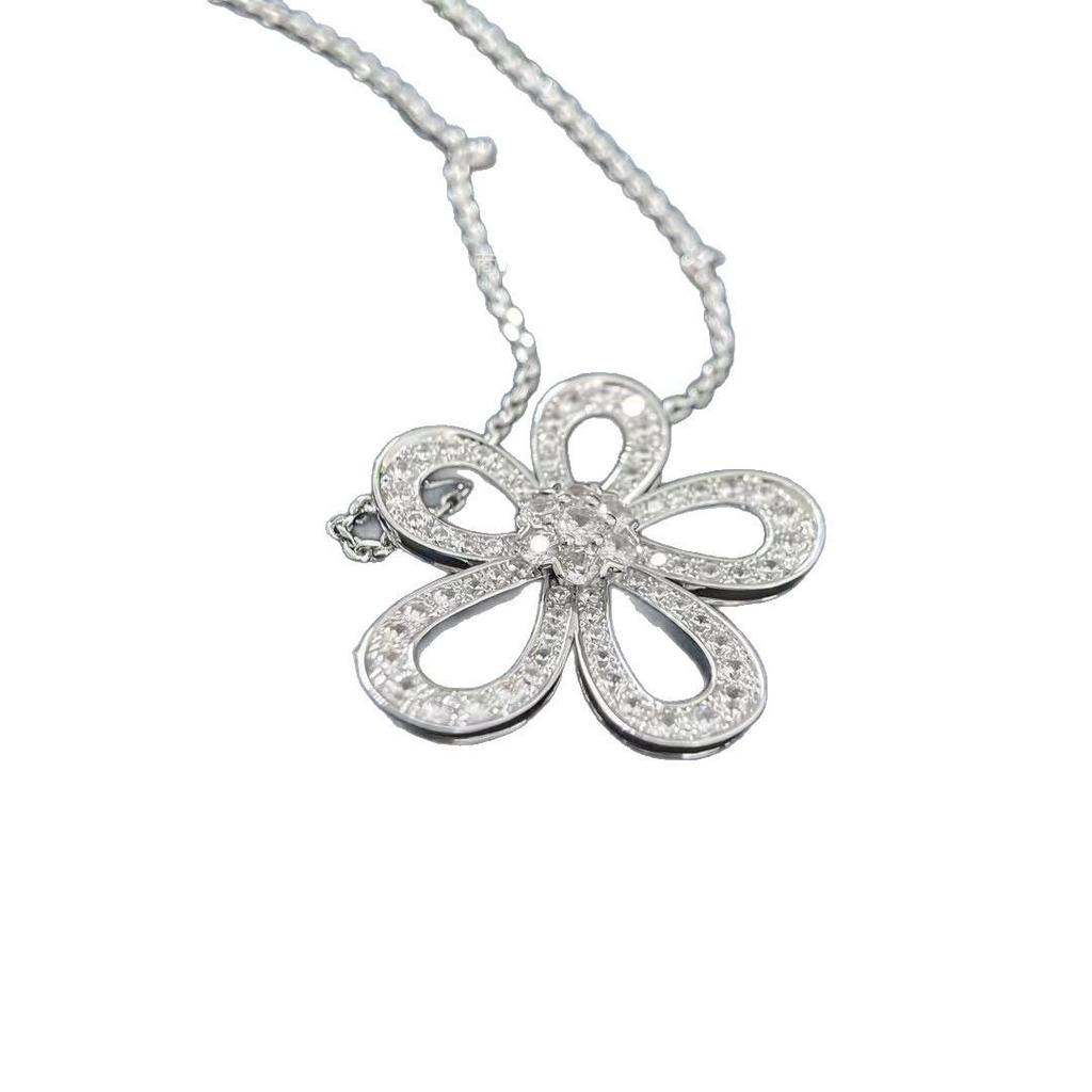 Seiko CNC Four-Leaf Clover Diamond Necklace - Gold Sunflower Honeycomb Design, Women's Versatile Clavicle Chain