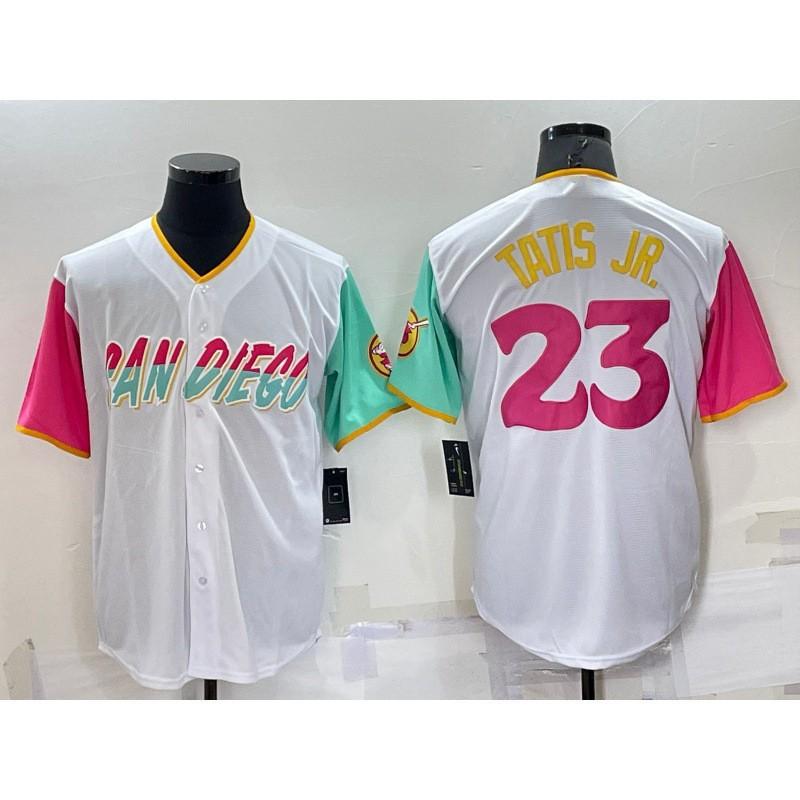 Mens San Diego Padres 23 Fernando Tatis Jr. Embroidered Baseball Jersey Hoodie - Bamboo Fiber 2025