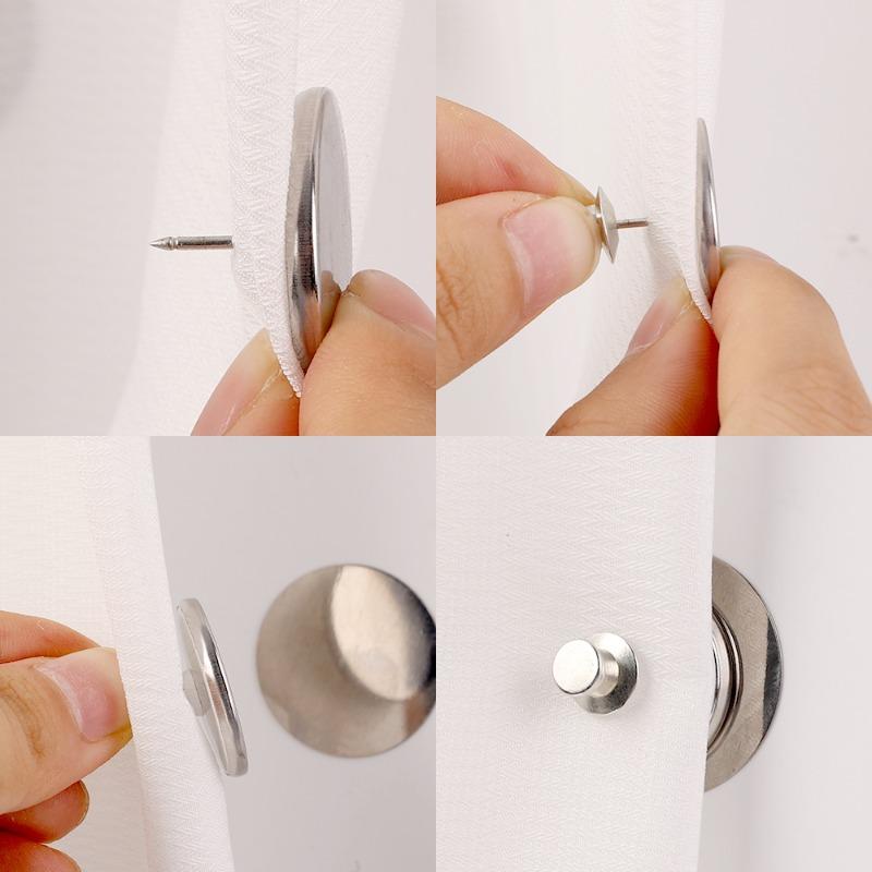 Magnetic Curtain Button Detachable Self-Adhesive Magnetic Patch for Light Blocking Drapes Shower Curtain Closure Buckle Fastener