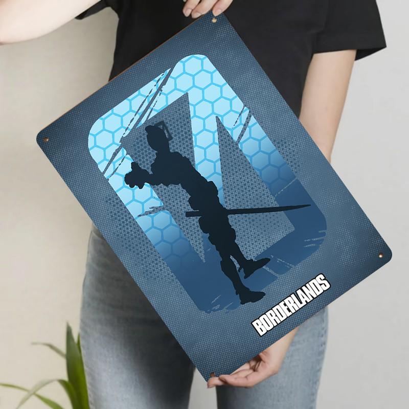 

Borderlands Game Character Silhouette Metal Wall Art Vintage Decor for Living Room Study Room Game Room 20x30cm（7.8x11.8inch）