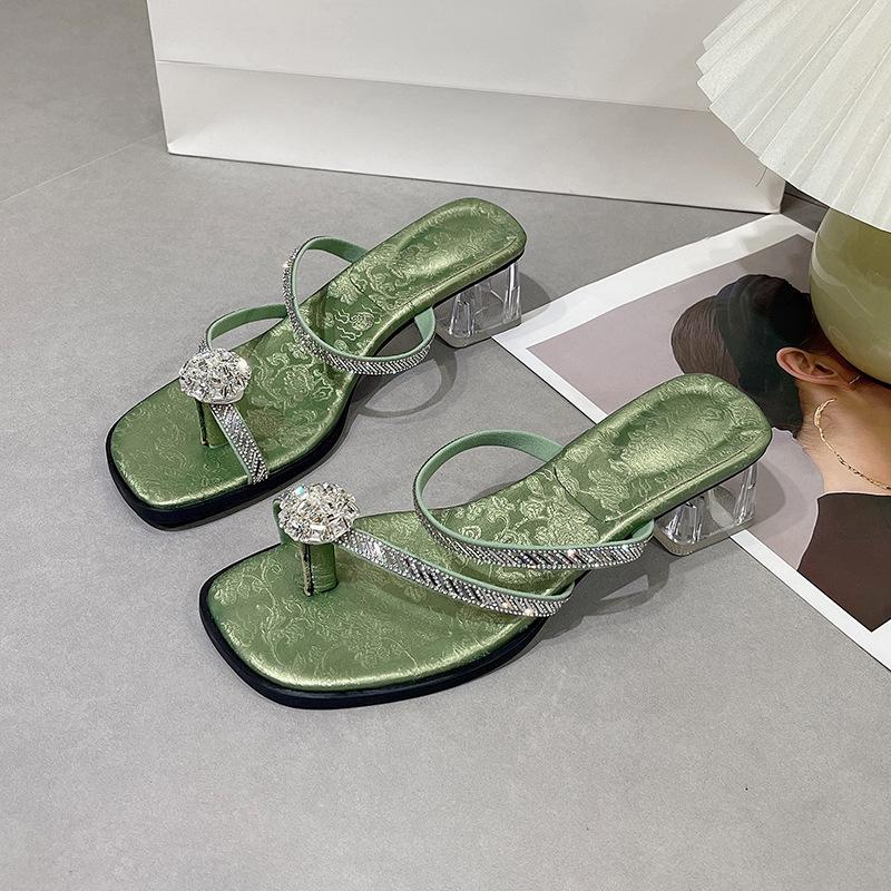 Damen-Sandalen mit dickem Absatz, Sommermode 2025, modischer Feenstil, weiche Sohle, vielseitige französische Sandalen, Flip-Flops