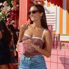 Printed Lace Lace Patchwork Camisole Top Gingham Lace Lace Camisole