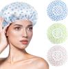 VARENYYA Multicolour Waterproof Elastic Band Plastic Reusable Shower Caps for Women's (3 Pieces)