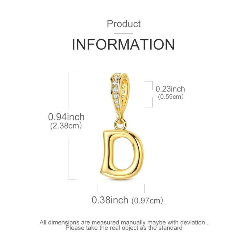 Copper Golden Letter D Charms Fit Original Bracelet Making Gift For Woman Jewelry Diy Fashion Pendant