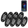 LED Rock Lights 8ks Vícebarevná LED světla Nastavení jasu Vodotěsné s APP BT Sync s