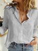 Solid Color Casual Loose Long Sleeve Linen Shirt for Spring and Autumn