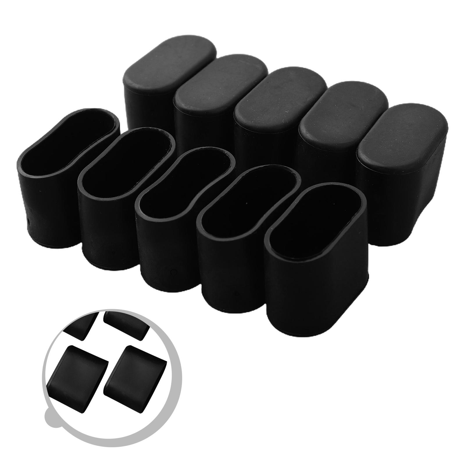 Овальные Чехлы На Ножки Стула Защита Пола Для Садовой Мебели Сад Black 15x30mm