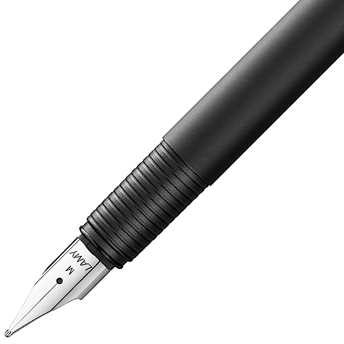 LAMY cp1 Black Fountain Pen - Sleek, minimalist design, elegant metal body, cushioned stainless steel clip, steel nib, extra fine (EF) - Includes blue
