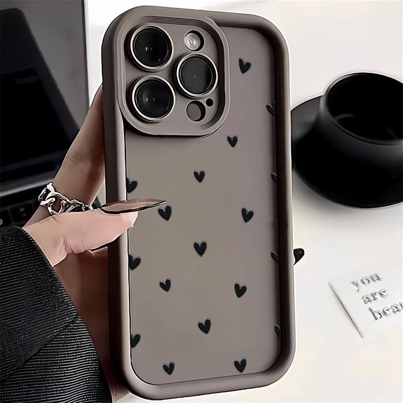 Phone Case For iPhone 16 15 13 14 Pro Max 15 11 12 14 Pro 7 8 Plus XR X XS Max SE Love Heart Print Matte Soft Shockproof Cover