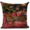 1Pc Animal Theme Decor Pillow Cover Retro Style The Leopard Print Throw Pillows, Square Durable Linen Throw Pillow Covers