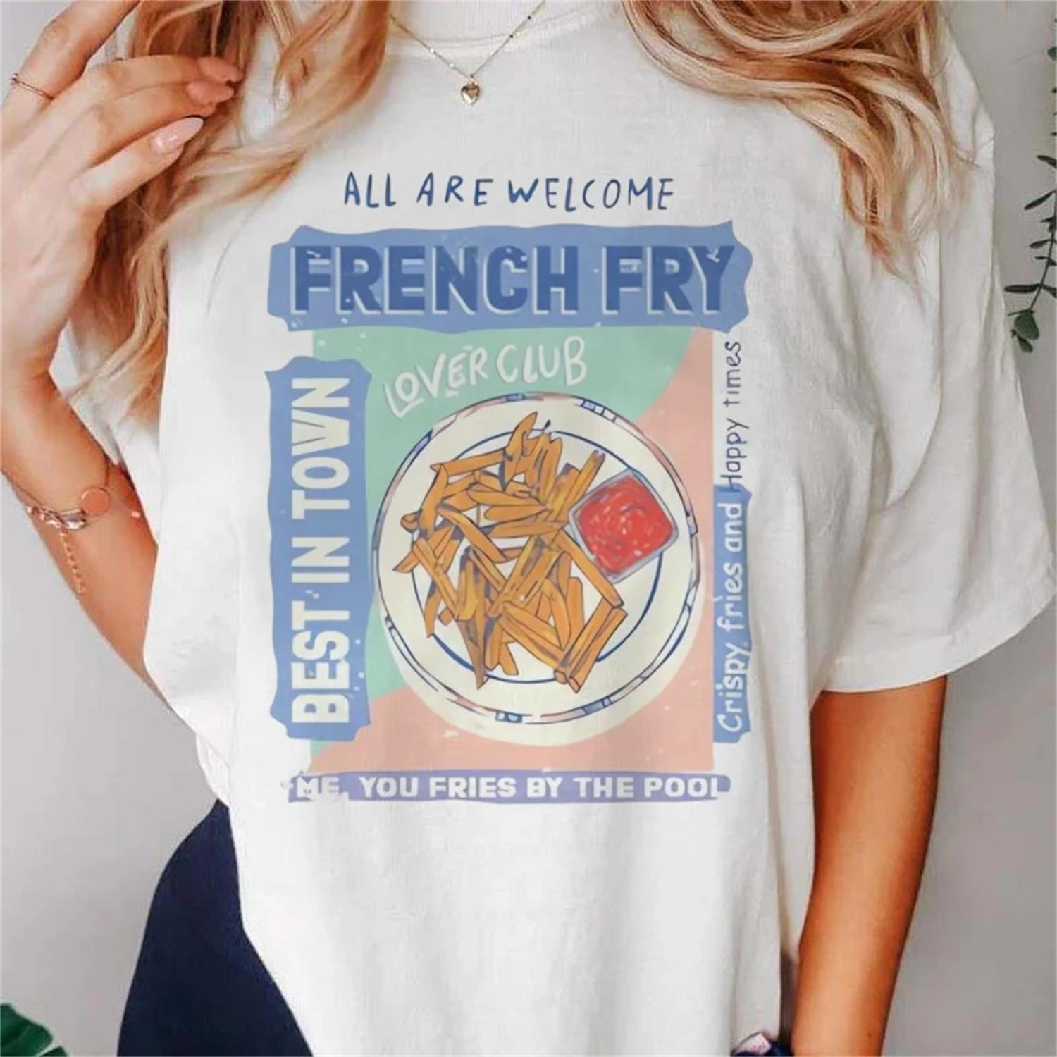 T-Shirt Short Sleeved Patterned Clothing Cute Women s Printed Fashion Top Cartoon French Fries Women s Regular O-Neck T-Shirt S