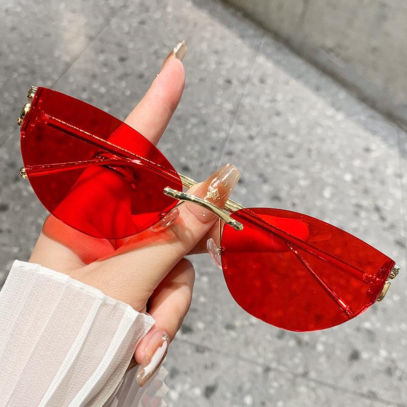 Ocean Piece Sunglasses Frameless Curved Sunglasses Female Leopard Head Glasses