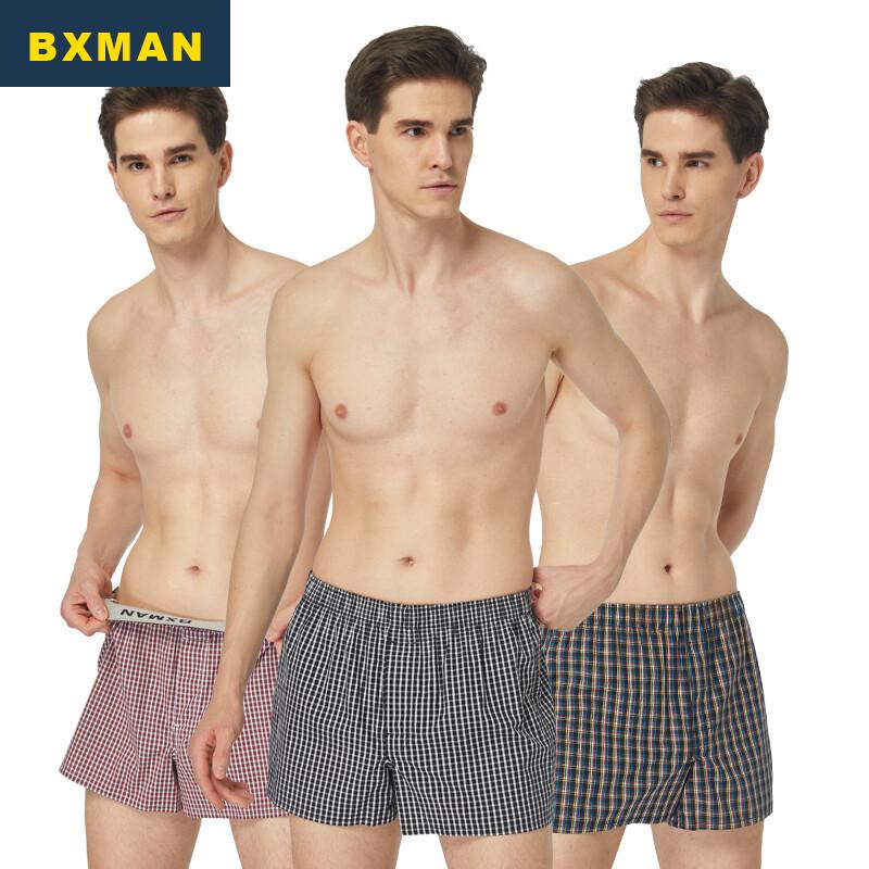 BXMAN Мужские свободные тканые боксеры из чистого хлопка, 3 шт. M