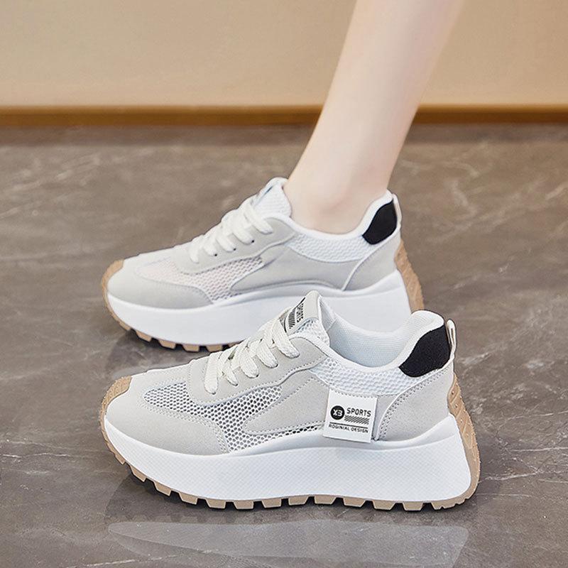 Mesh Dad Shoes Women's 2025 New Summer Breathable Women's Shoes Versatile Super Fire Thick Sole Heightening Sports and Leisure Shoes
