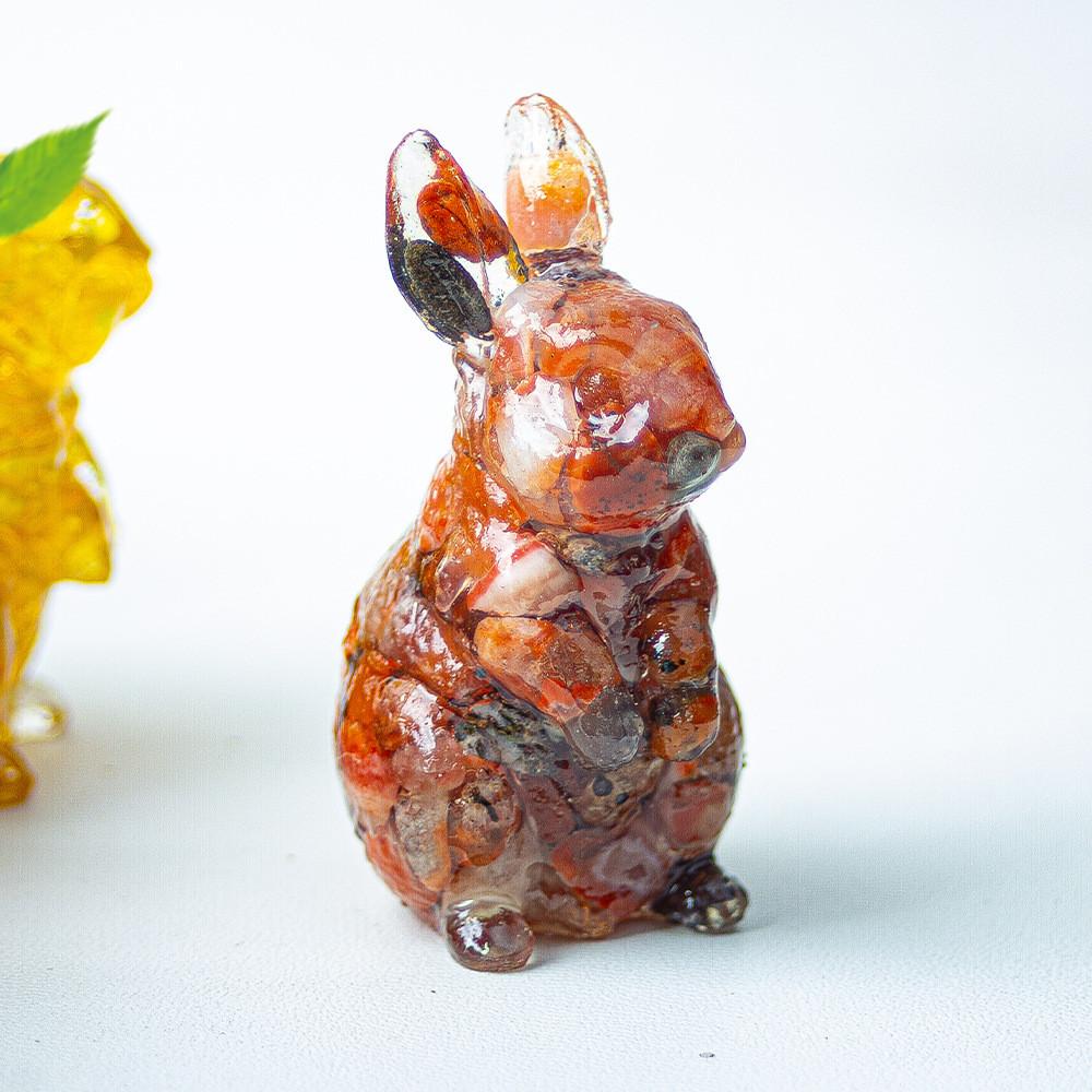 Resin Crystal Standing Bunny Decor For Home Office Gift Collectible
