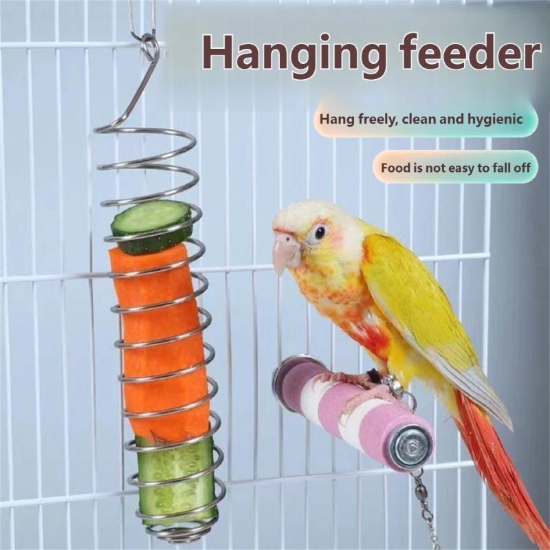 Parrots Cage Feeders Hollows Bird Food Holder with Hook Mounting for Easy Refill Chew Resistant Millets Storage for Parakeets