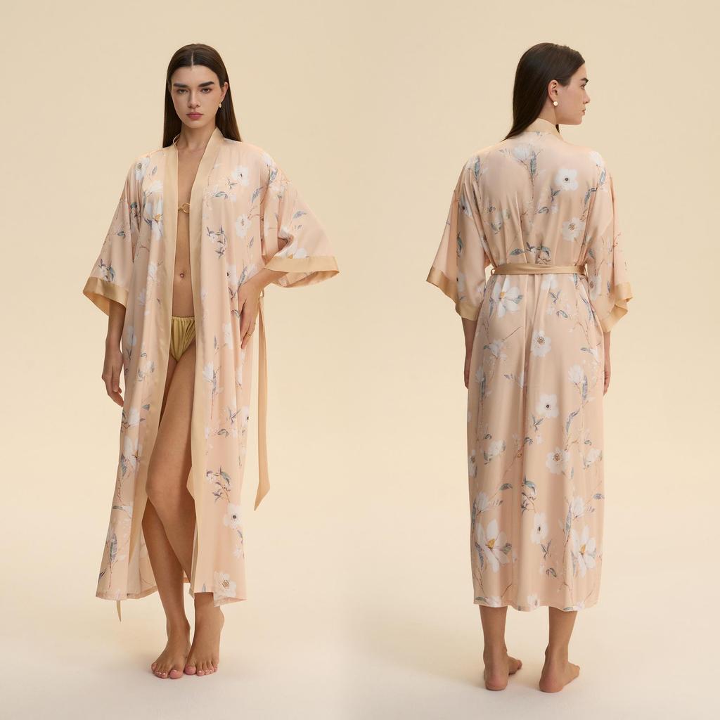 Yaoting Satin Plus Size Women's Long Sleeve Pajamas and Bathrobe Set - Spring/Fall Collection WP5021