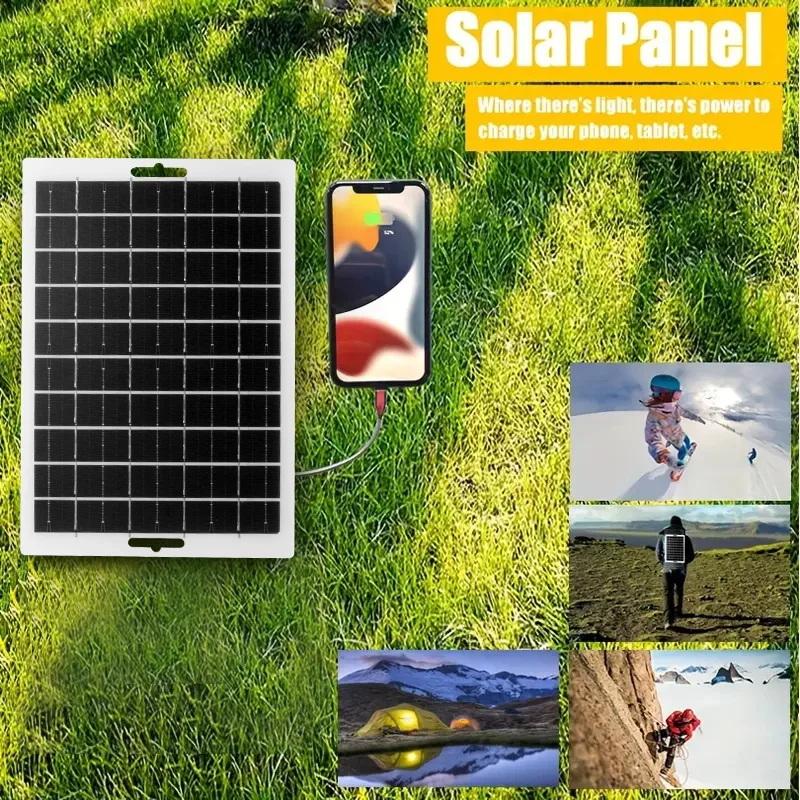 Solární panel s USB pro venkovní turistiku a kempování, přenosná baterie, powerbanka pro nabíjení mobilního telefonu, nabíjecí panel