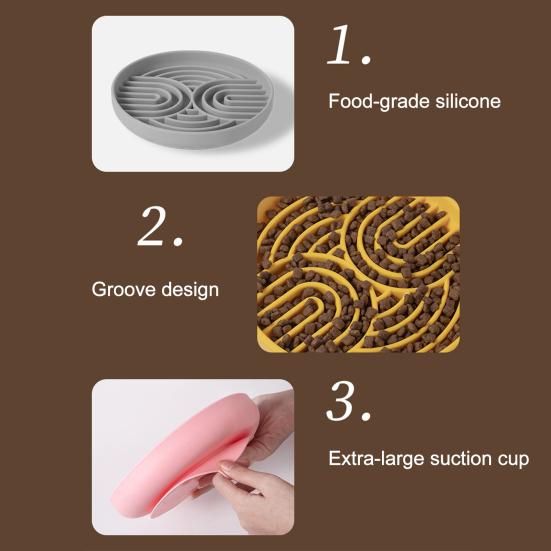 Slow Feeder Dog Bowl Silicone Dog Food Dish Puzzle Toy Slow Feeding Bowl to Prevent Gulping Choking And Bloating for Dogs And Cats
