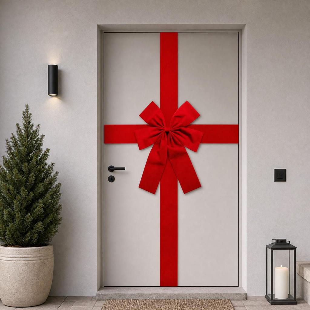 Christmas Bow Decoration Festive Hanging Holiday Door Ornament Easy to Use