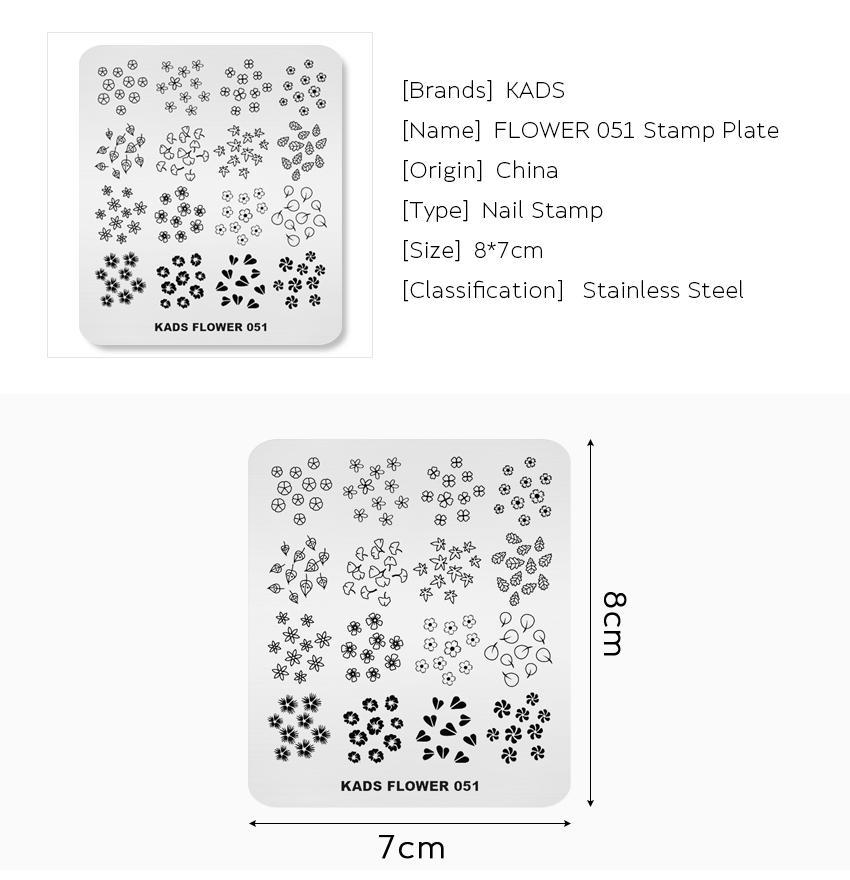 kads Flower 051 Nail Stamping Plates Nail Art Mold Design Stamp Template Nails Stencil Tools