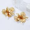 Luxurious Gold & Silver Alloy 3D Flower Earrings