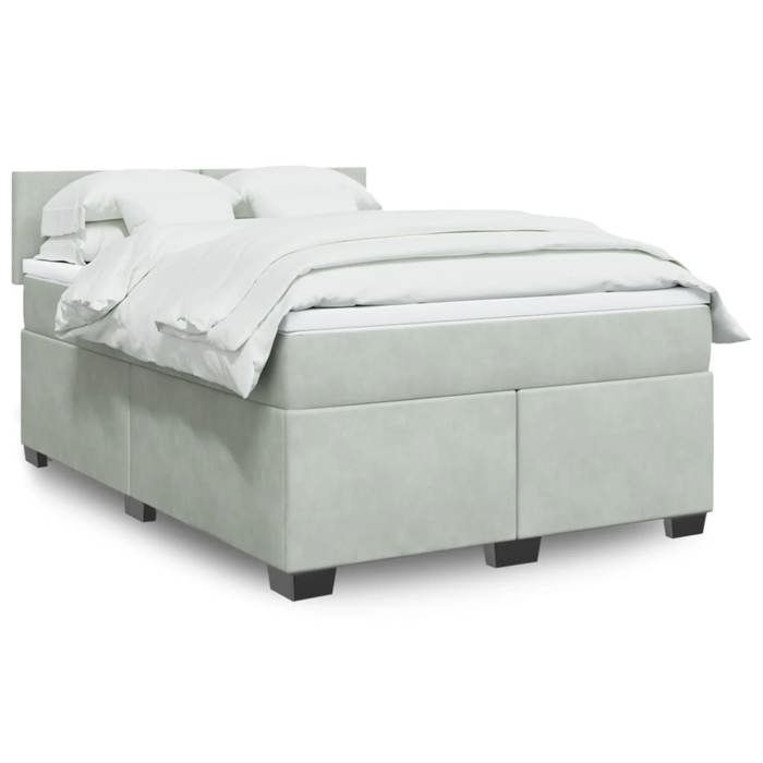 Maison Exclusive - Sommier à lattes de lit et matelas Gris clair 160x200cm Velours