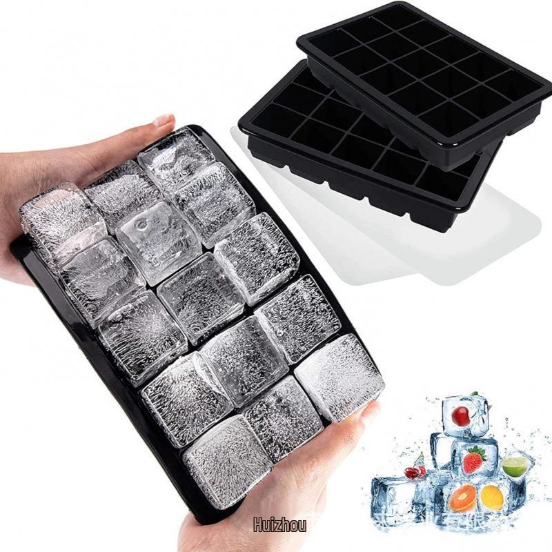 Große Eiswürfelform aus lebensmittelechtem Silikon mit Deckel zur Aufbewahrung & zum Einfrieren von Eiswürfeln