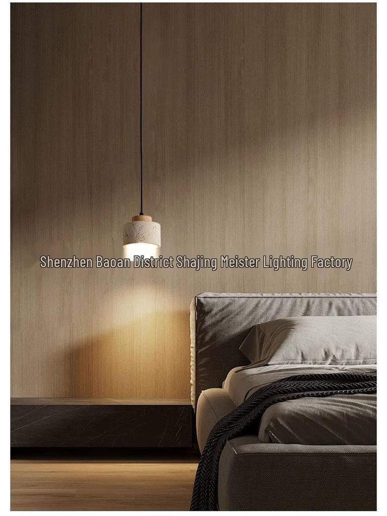 Wabi-Sabi Yellow Stone Pendant Lamp for Bedroom or Bar Counter