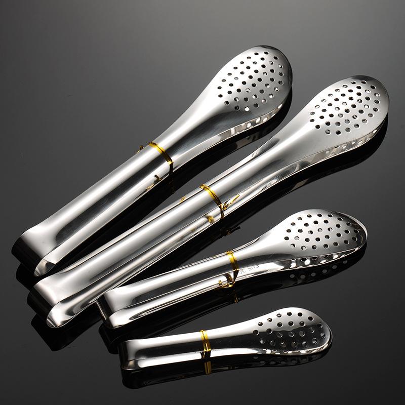 304 Stainless Steel Food Clip Exquisite Clip Multi-Specification Bread Clip Mirror Polished Ice Clip BBQ Buffet