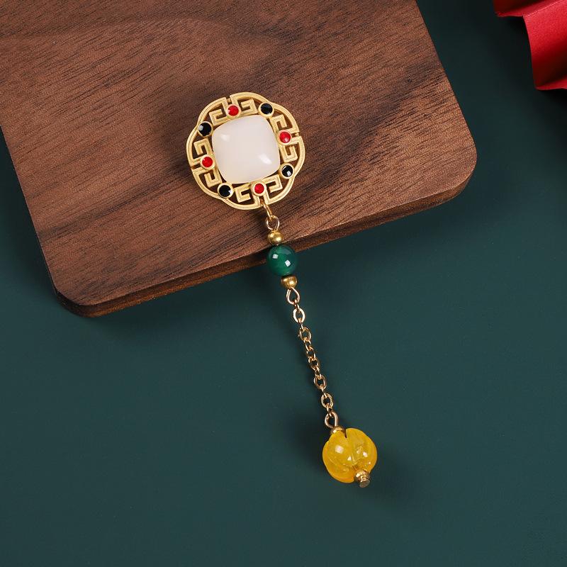 

Новая китайская ретро-литературная брошь, подвеска из натурального кристалла, застежка для плакетки, булавка в китайском стиле, брошь, женские аксессуары для ципао