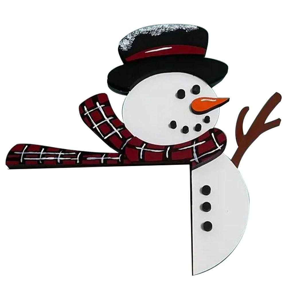 Wood Santa Christmas Door Corner Decor Snowman Reindeer Frame Sign Wooden Pendant Party House Decor Christmas Door Frame Decor