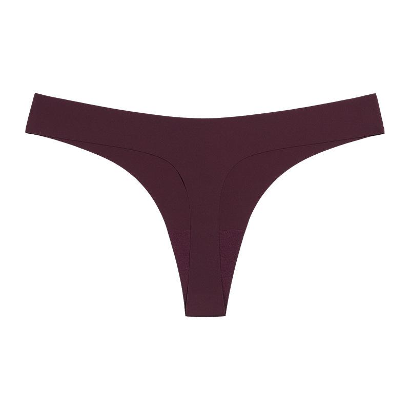 Large size European and American sexy thong women's t-pants one-piece seamless ice silk sexy fitness sports underwear