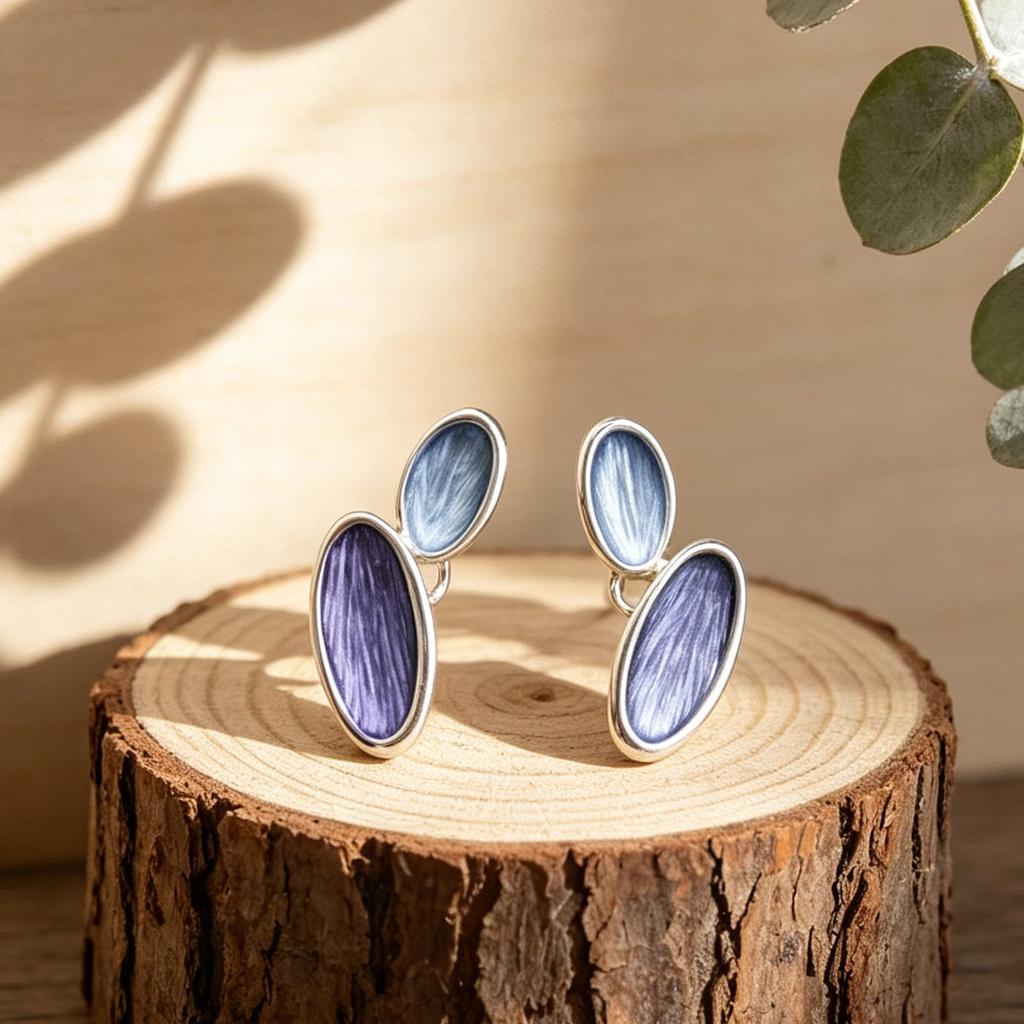 Popular hand-painted enamel color stud earrings double oval splicing design commuting personality versatile light luxury hot-selling earrings