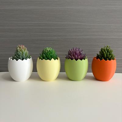 4 Pieces Mini Egg Flower Pot Succulent Plant Pot Desktop Ornament Plastic Planter Home Decor Easter Decoration