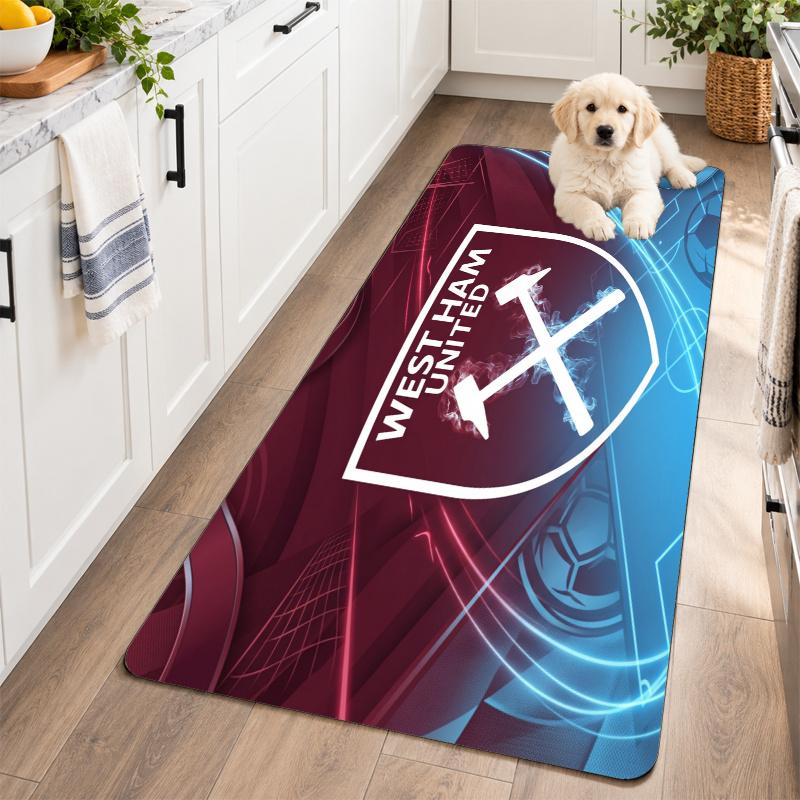 Flannel Kitchen Mat West Ham United Football Soft Area Rug Non Slip Floor Carpet Home Decoration